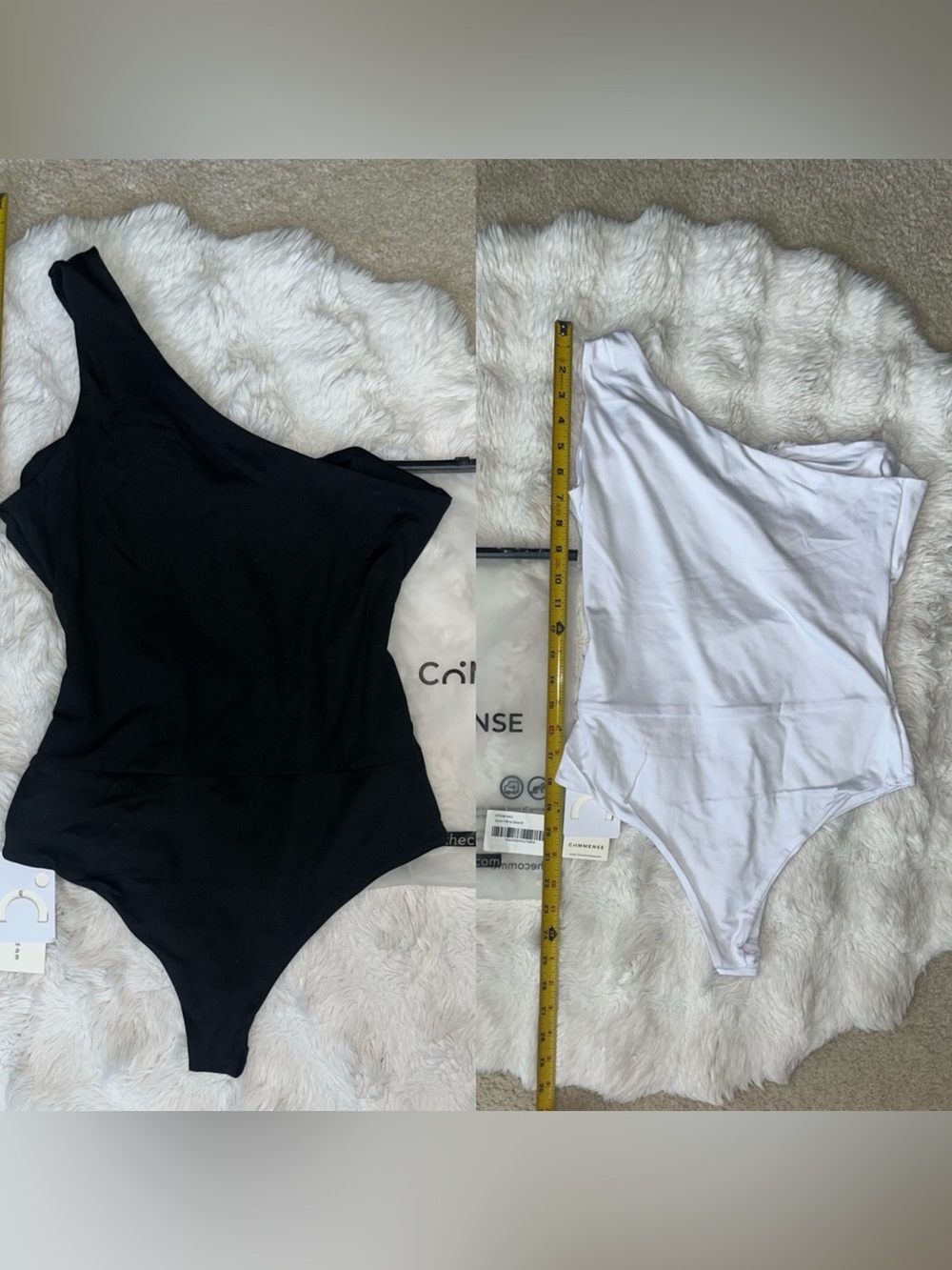 ✨ NWT Commense One-Shoulder Bodysuit Bundle 2-Pack (Black & White) - Size M